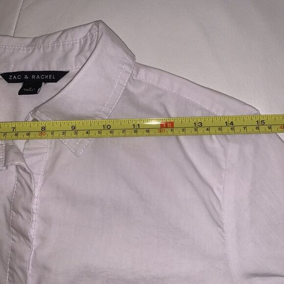 Zac & Rachel White Button Down Ruffle 3/4 Sleeve Women’s Shirt Size S - Picture 3 of 9